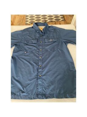 Habit Shirt Mens Medium Blue Vented Fishing Sun Protection Short Sleeve